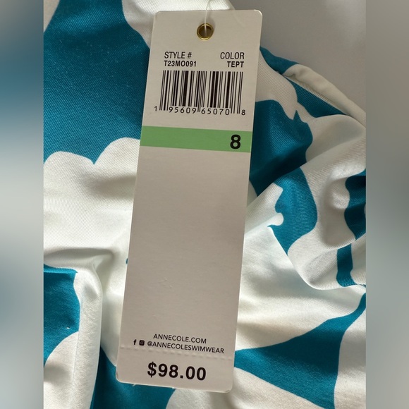 Anne Cole Blue and White Floral One Piece Swimsuit - Picture 6 of 7